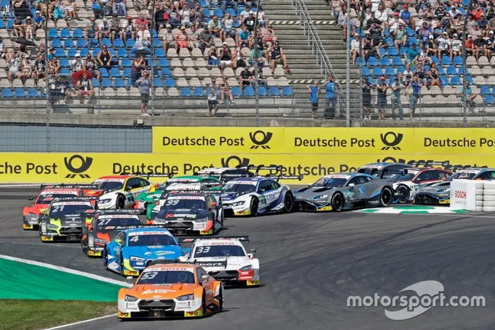 Acción en la salida: Jamie Green, Audi Sport Team Rosberg, Audi RS 5 DTM