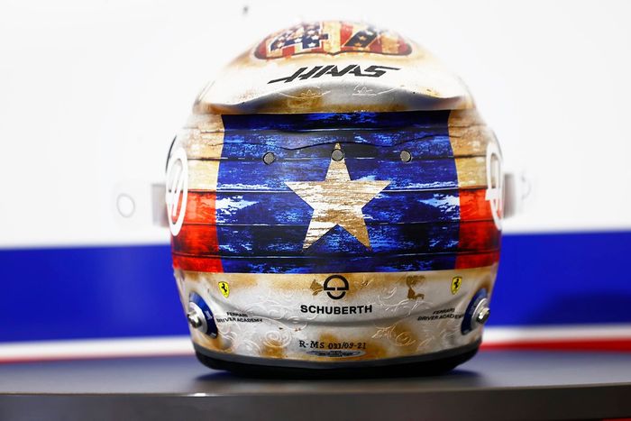Casco especial de Mick Schumacher, Haas F1 para el GP de Estados Unidos