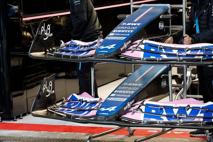 Alpine A523, detalles del morro y del alerón delantero