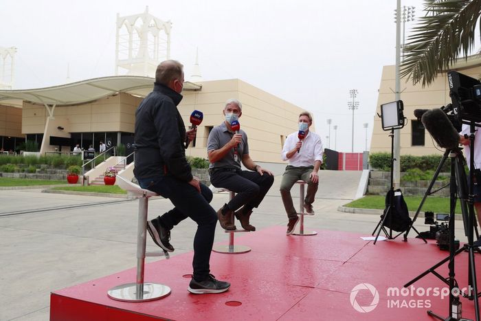 Martin Brundle, Sky TV, Damon Hill, Sky TV, y Simon Lazenby, Sky TV