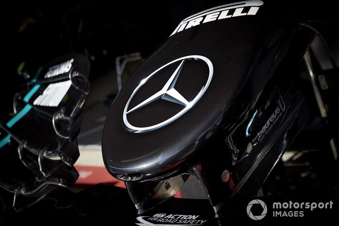 Close up of the Mercedes F1 W11 