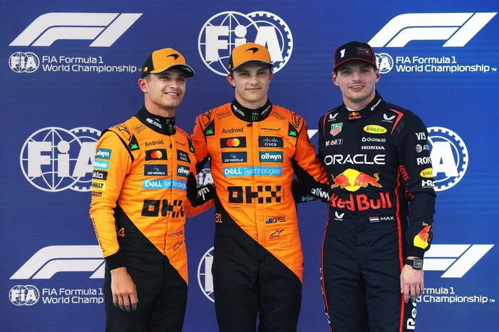 Oscar Piastri, McLaren, Lando Norris, McLaren, Max Verstappen, Red Bull Racing