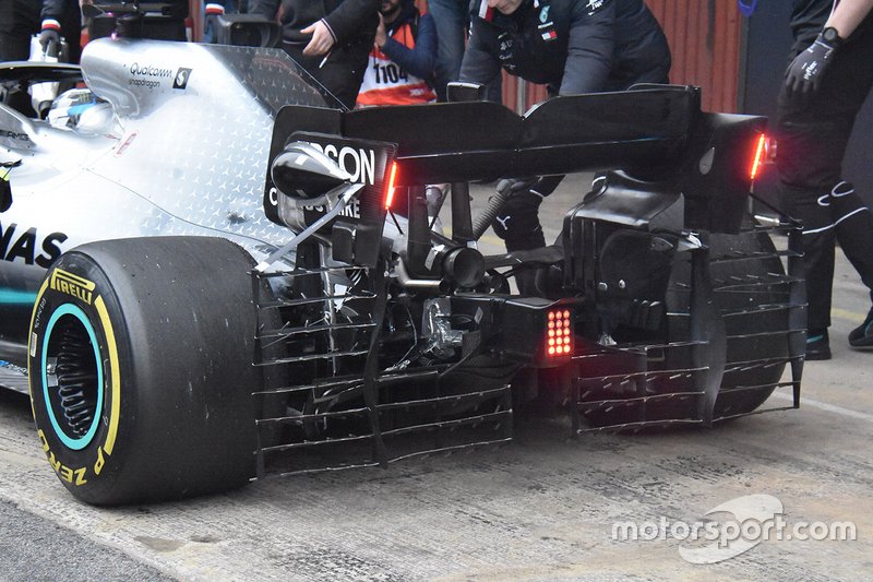 Detalle trasero del coche de Valtteri Bottas, Mercedes AMG F1 W10
