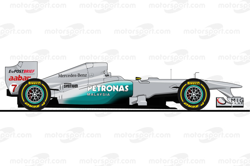 De Mercedes W02 van Michael Schumacher uit 2011