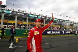 Sebastian Vettel, Ferrari, celebra su tercer puesto