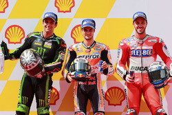 Pole sitter Dani Pedrosa, Repsol Honda Team, second place Johann Zarco, Monster Yamaha Tech 3, third place Andrea Dovizioso, Ducati Team