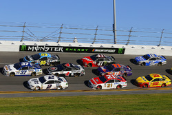 Brad Keselowski, Team Penske Ford, Chris Buescher, JTG Daugherty Racing Chevrolet, Kevin Harvick, Stewart-Haas Racing Ford and Michael McDowell, Leavine Family Racing Chevrolet