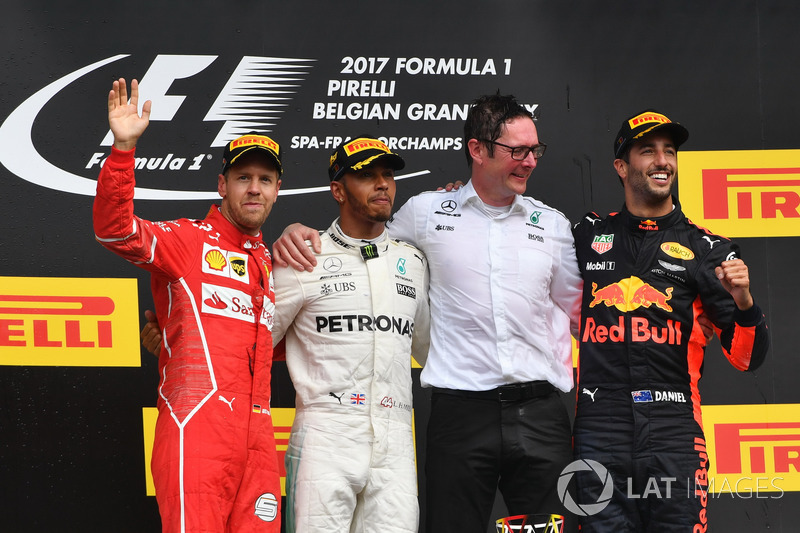 Belgian GP - Winner: Lewis Hamilton, 2. Sebastian Vettel, 3. Daniel Ricciardo