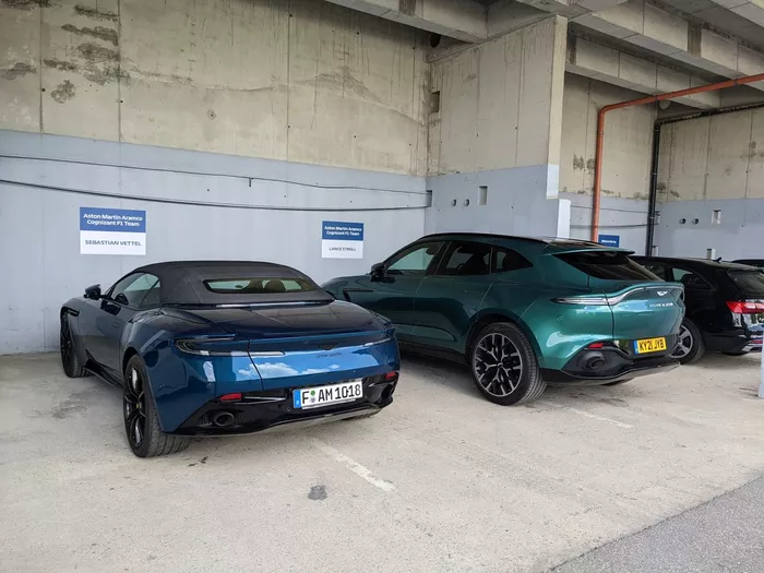 Aston Martin DBX, Lance Stroll; Aston Martin DB11 Volante, Sebastian Vettel 