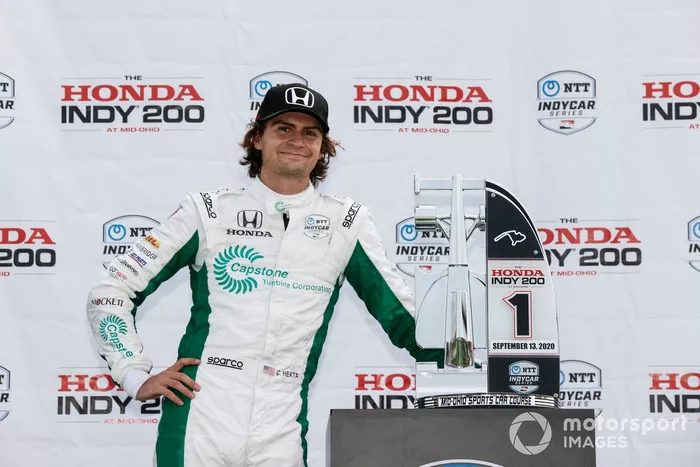 Podio: ganador Colton Herta, Andretti Harding Steinbrenner Autosport Honda