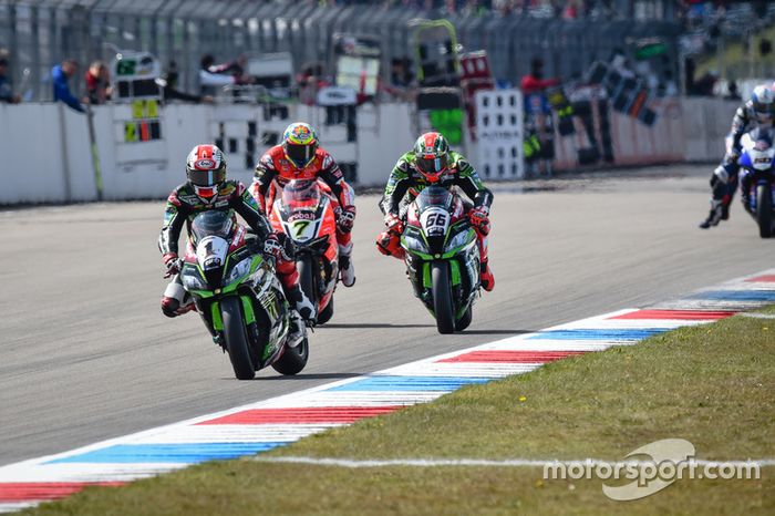 Jonathan Rea, Kawasaki Racing Team, Chaz Davies, Aruba.it Racing - Ducati Team y Tom Sykes, Kawasaki Racing Team