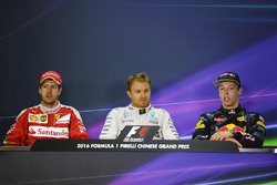 Press conference: winner Nico Rosberg, Mercedes AMG F1 Team, second place Sebastian Vettel, Ferrari, third place Daniil Kvyat, Red Bull Racing