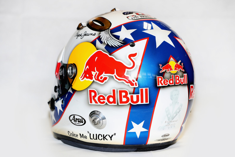 El casco edición especial inspirado en Evel Knievel que utilizará Daniel Ricciardo, Red Bull Racing