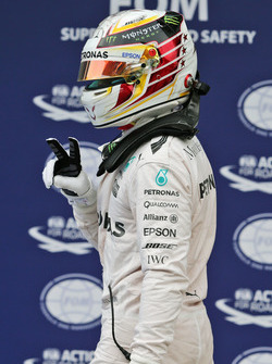 Lewis Hamilton, Mercedes AMG F1 celebrates his pole position in parc ferme