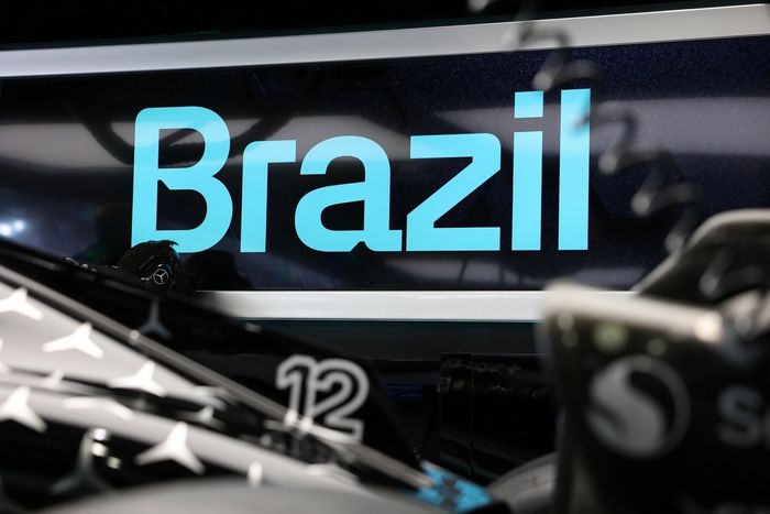 Location on the wall in the Mercedes AMG F1 Team garage