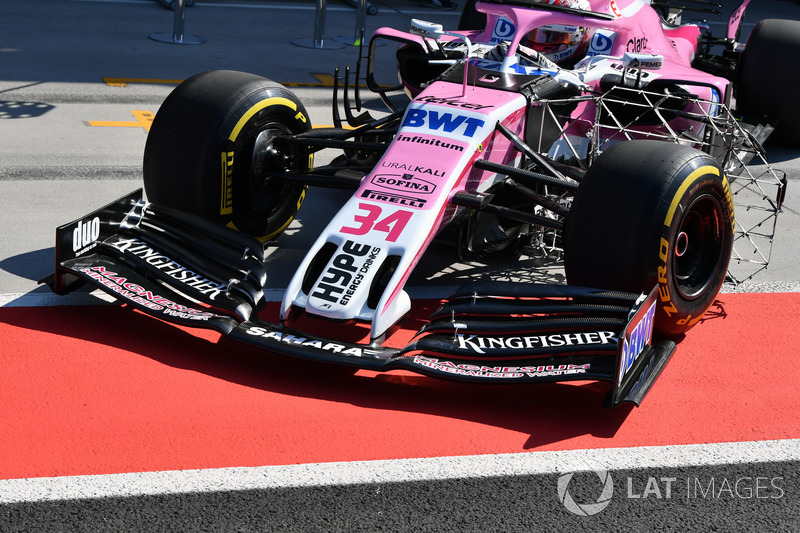 Detalle del morro y alerón delantero del Force India VJM11