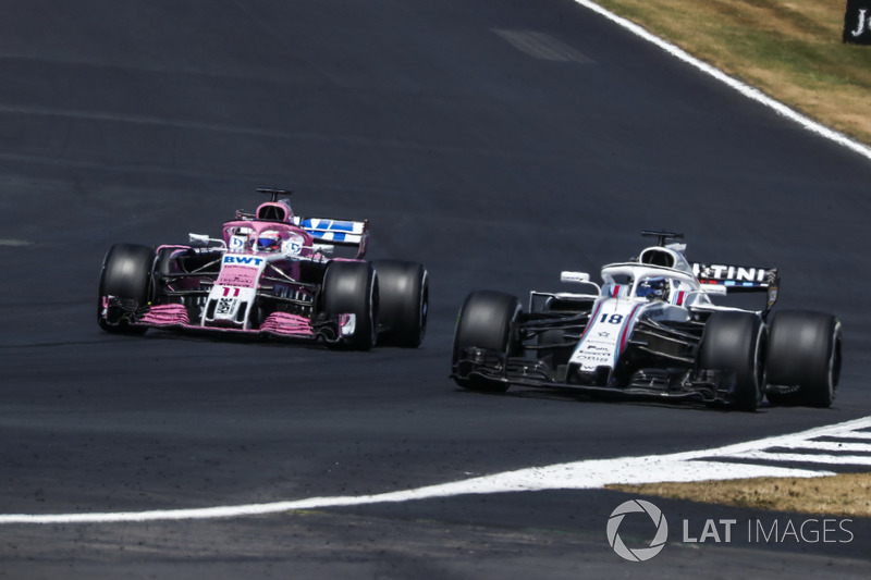 Sergio Perez, Force India VJM11 y Lance Stroll, Williams FW41