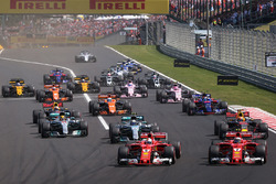 Sebastian Vettel, Ferrari SF70-H leads at the start of the race