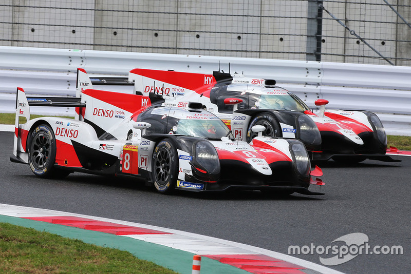 #7 Toyota Gazoo Racing Toyota TS050: Mike Conway, Kamui Kobayashi, Jose Maria Lopez, #8 Toyota Gazoo Racing Toyota TS050: Sebastien Buemi, Kazuki Nakajima, Fernando Alonso