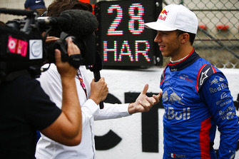Pierre Gasly, Toro Rosso, gives an interview on the grid