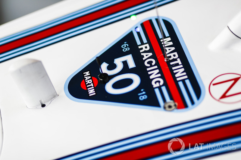 A badge celebrating 50 years on the Williams FW41