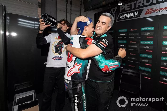 Second place Fabio Quartararo, Petronas Yamaha SRT celebrates with his team