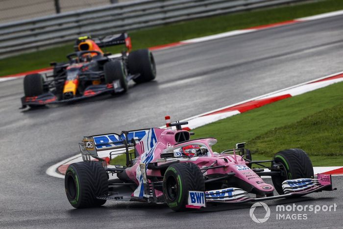 Sergio Pérez, Racing Point RP20, Alex Albon, Red Bull Racing RB16