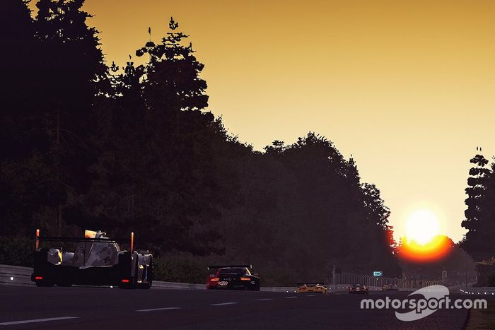 Acciones en la pista al atardecer