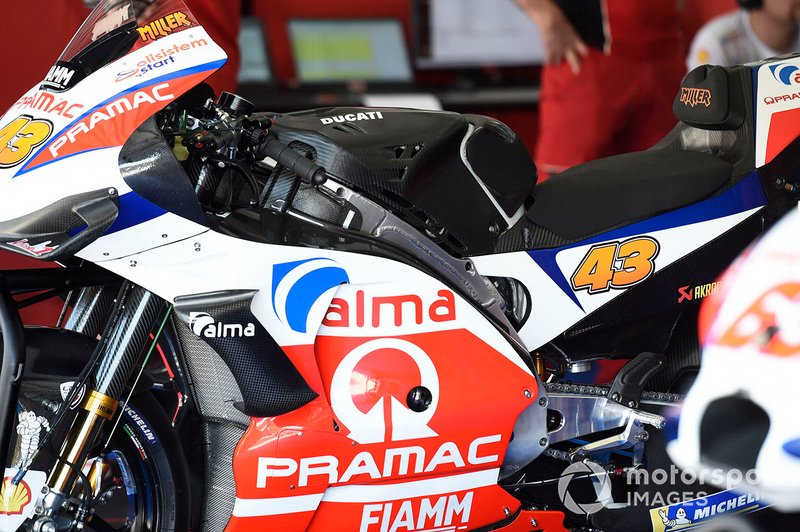 Dettaglio della moto del Team Pramac Racing