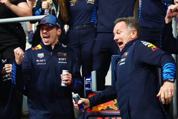 Max Verstappen, Red Bull Racing RB20, Oracle Red Bull Racing Team Principal Christian Horner