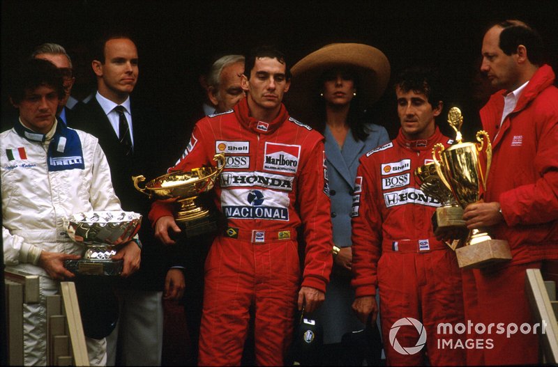 Ayrton Senna, McLaren, Alain Prost, McLaren, Stefano Modena, Brabham, Ron Dennis, McLaren