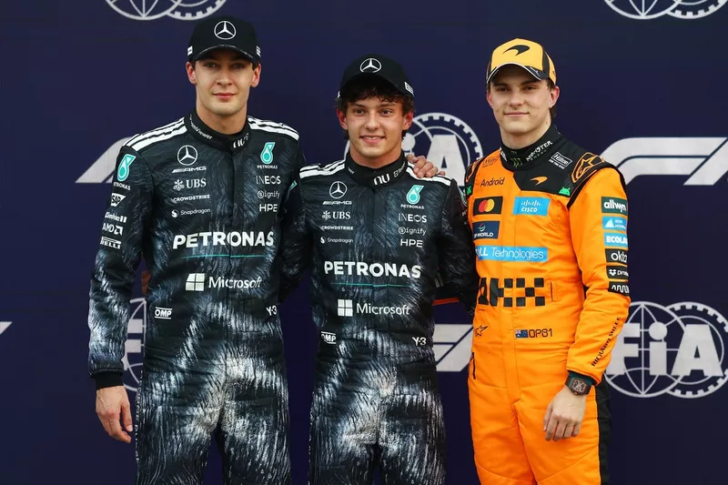 Oscar Piastri, McLaren, George Russell, Mercedes, Andrea Kimi Antonelli, Mercedes
