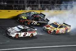 Brad Keselowski, Team Penske, Ford Fusion Discount Tire, Martin Truex Jr., Furniture Row Racing, Toyota Camry 5-hour ENERGY/Bass Pro Shops, Kurt Busch, Stewart-Haas Racing, Ford Fusion Monster Energy, Kyle Busch, Joe Gibbs Racing, Toyota Camry M&M's M&M's Red Nose Day, wreck in turn 4
