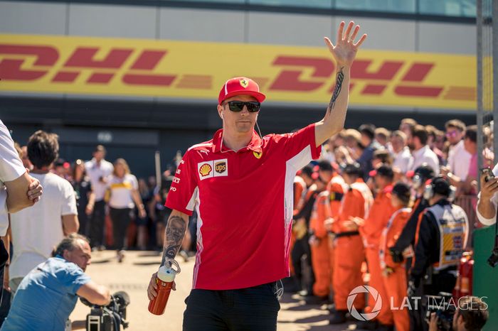 Kimi Raikkonen, Ferrari, en el desfile de pilotos