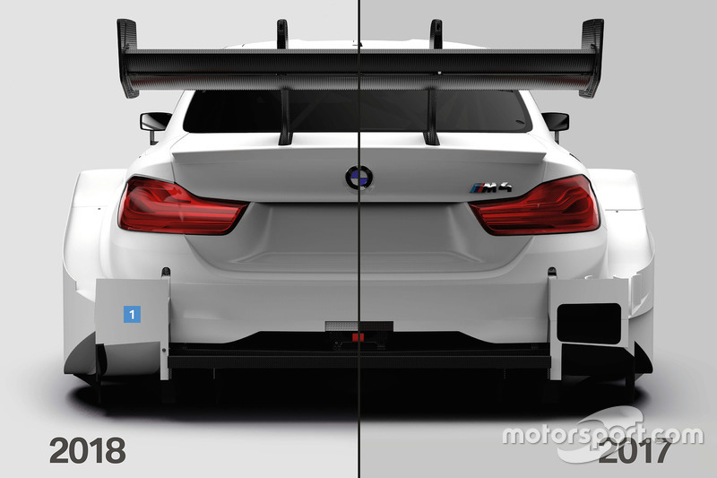Сравнение аэродинамики BMW M4 DTM 2017 и 2018 года