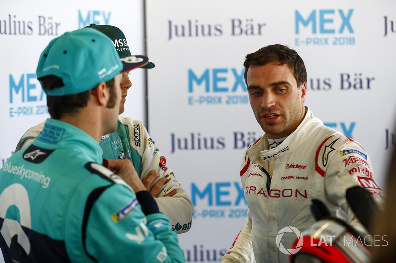Jérôme d'Ambrosio, Dragon Racing, in the press pen with Luca Filippi, NIO Formula E Team, Tom Blomqvist, Andretti Formula E Team