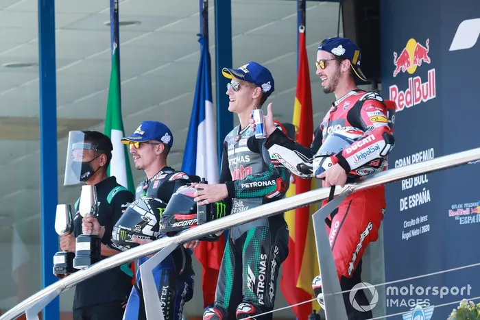 Podio: 1º Fabio Quartararo, 2º Maverick Viñales, 3º Andrea Dovizioso