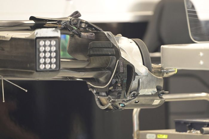 Detalle del freno trasero del Mercedes W12
