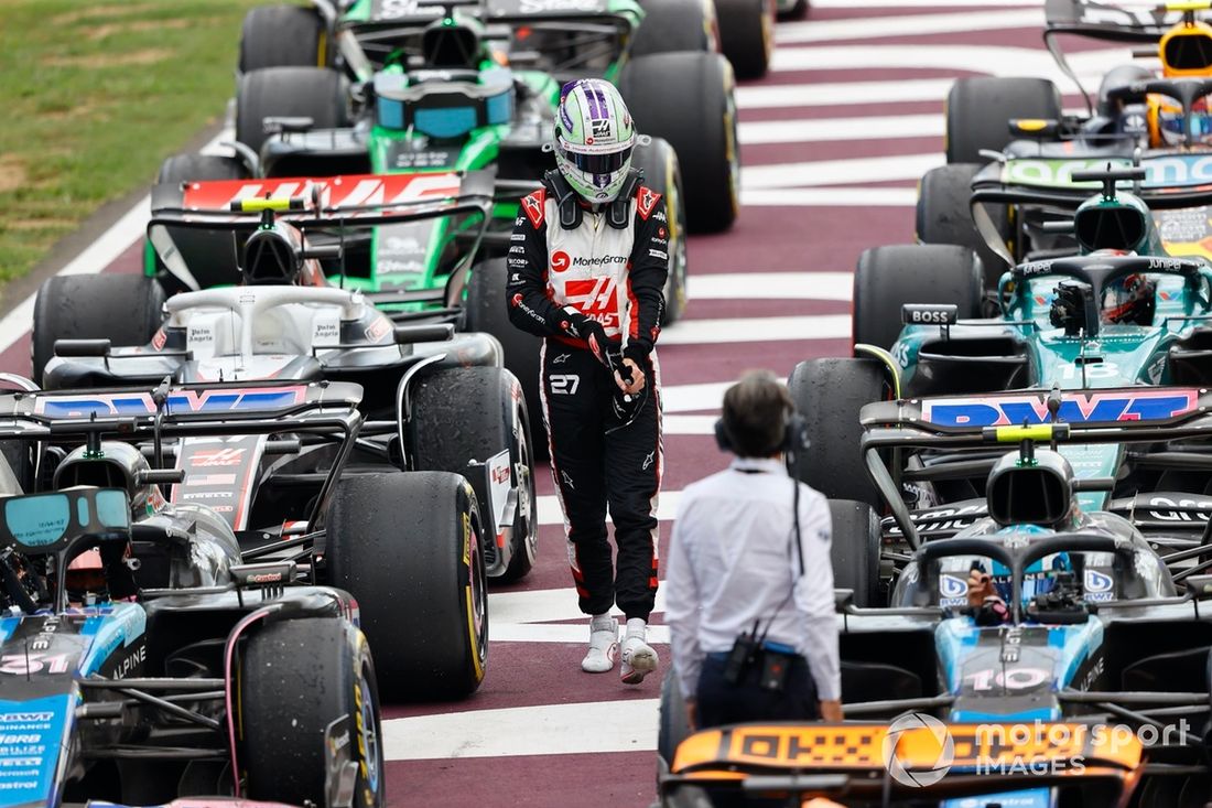 Nico Hulkenberg, Haas F1 Team, em Parc Ferme 