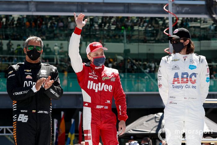 JR Hildebrand A.J. Foyt Enterprises Chevrolet, Juan Pablo Montoya, Arrow McLaren SP Chevrolet, Santino Ferrucci, Rahal Letterman Lanigan Racing Honda