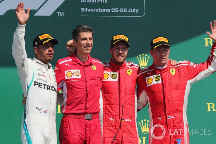 Lewis Hamilton, Mercedes-AMG F1,Claudio Albertini, Ferrari, Sebastian Vettel, Ferrari y Kimi Raikkonen, Ferrari 