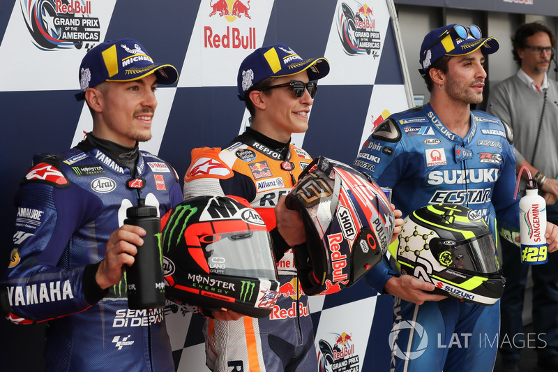 Top3 after qualifying: Maverick Viñales, Yamaha Factory Racing, Marc Marquez, Repsol Honda Team, Andrea Iannone, Team Suzuki MotoGP