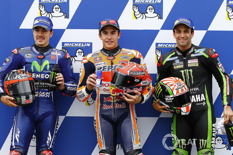 Marc Marquez, Repsol Honda Team, en pole position devant Maverick Viñales, Yamaha Factory Racing, et Johann Zarco, Monster Yamaha Tech 3