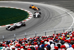 Sergey Sirotkin, Williams FW41, Marcus Ericsson, Sauber C37, and Stoffel Vandoorne, McLaren MC