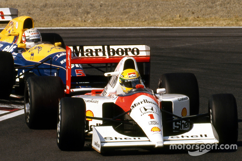 Ayrton Senna, McLaren MP4/6, Nigel Mansell, Williams FW14