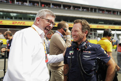 Ross Brawn, Managing Director of Motorsports, FOM, shares a joke, Christian Horner, Team Principal, Red Bull Racing