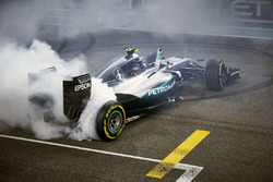Second place Nico Rosberg, Mercedes AMG F1 W07 Hybrid celebrates his World Championship at the end o