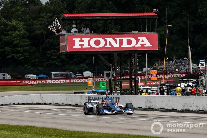 Alex Palou, Chip Ganassi Racing Honda, bandera a cuadros, victoria