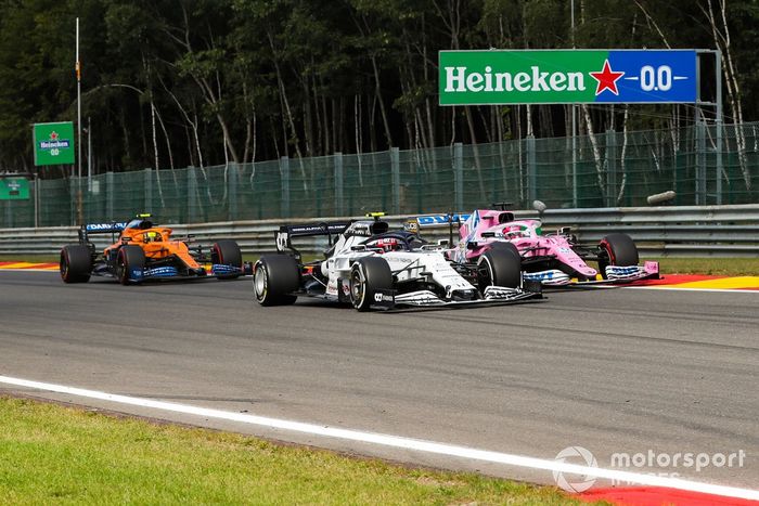 Pierre Gasly, AlphaTauri AT01, Sergio Pérez, Racing Point RP20, Lando Norris, McLaren MCL35