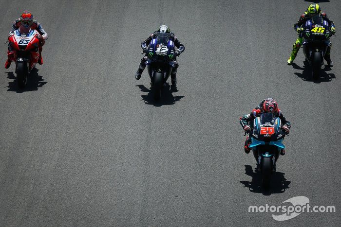 Maverick Viñales, Yamaha Factory Racing, Fabio Quartararo, Petronas Yamaha SRT, Valentino Rossi, Yamaha Factory Racing, Francesco Bagnaia, Pramac Racing